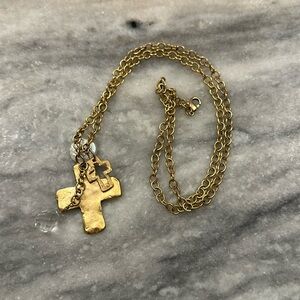 Gold plated cross necklace with ornaments